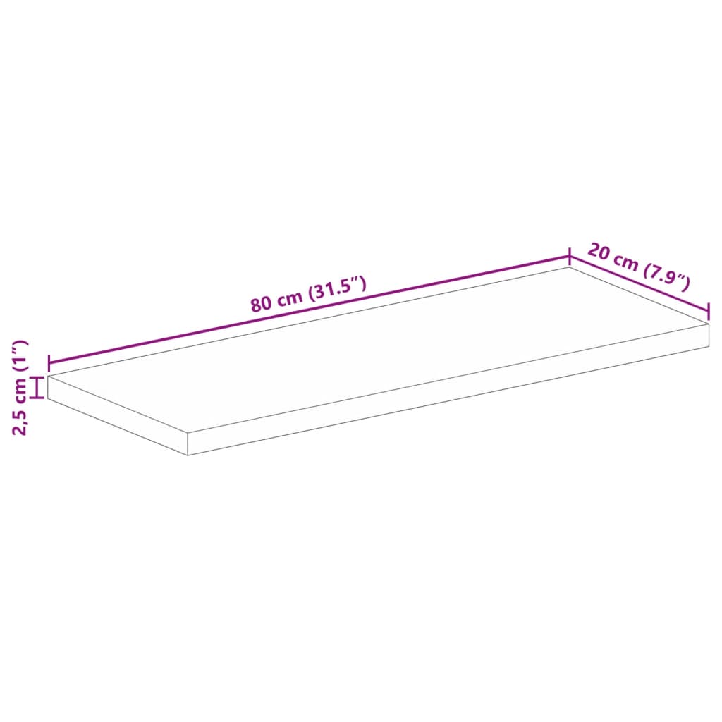 vidaXL Blat stołu, 80x20x2,5 cm, prostokątny, lite drewno mango