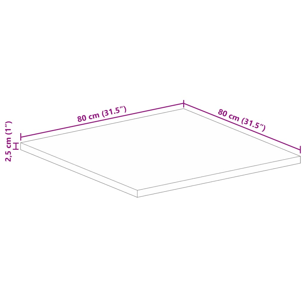 vidaXL Blat stołu, 80x80x2,5 cm, kwadratowy, lite drewno mango
