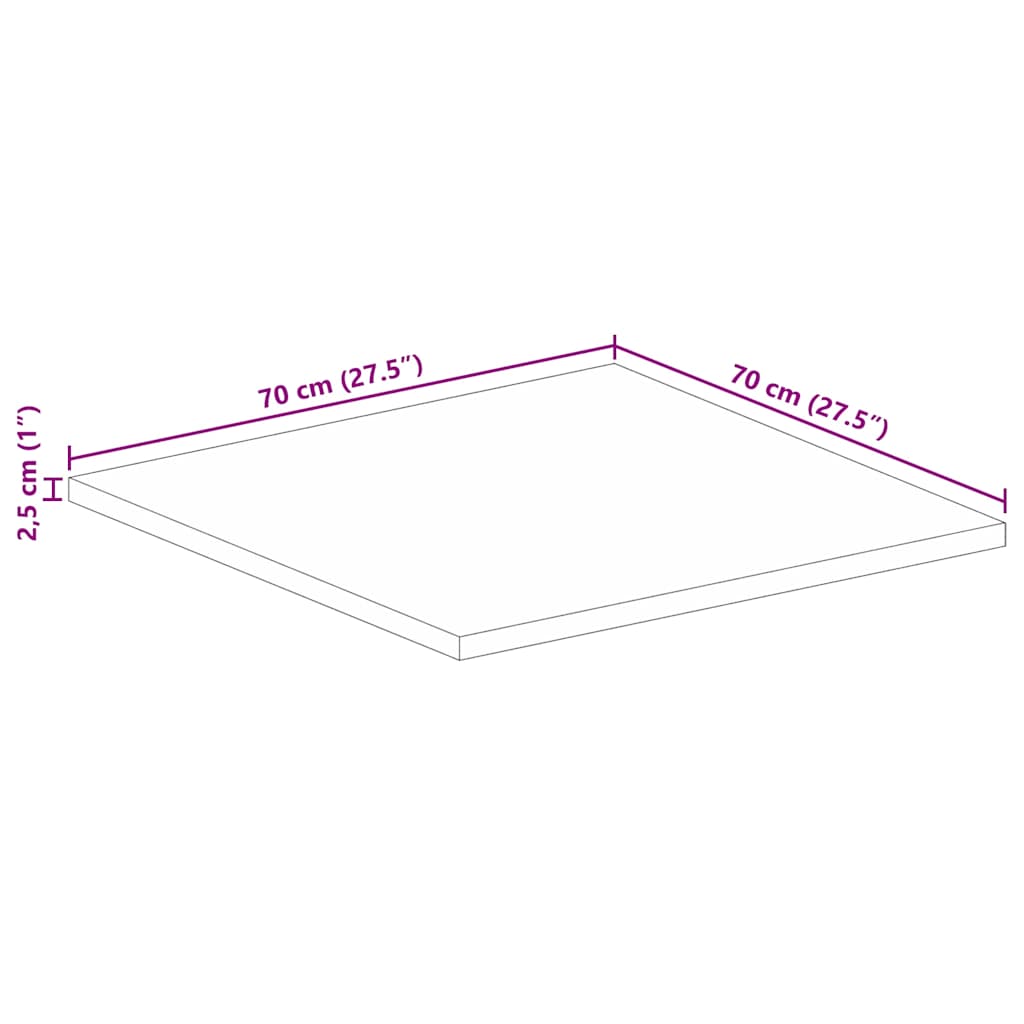 vidaXL Blat stołu, 70x70x2,5 cm, kwadratowy, lite drewno mango