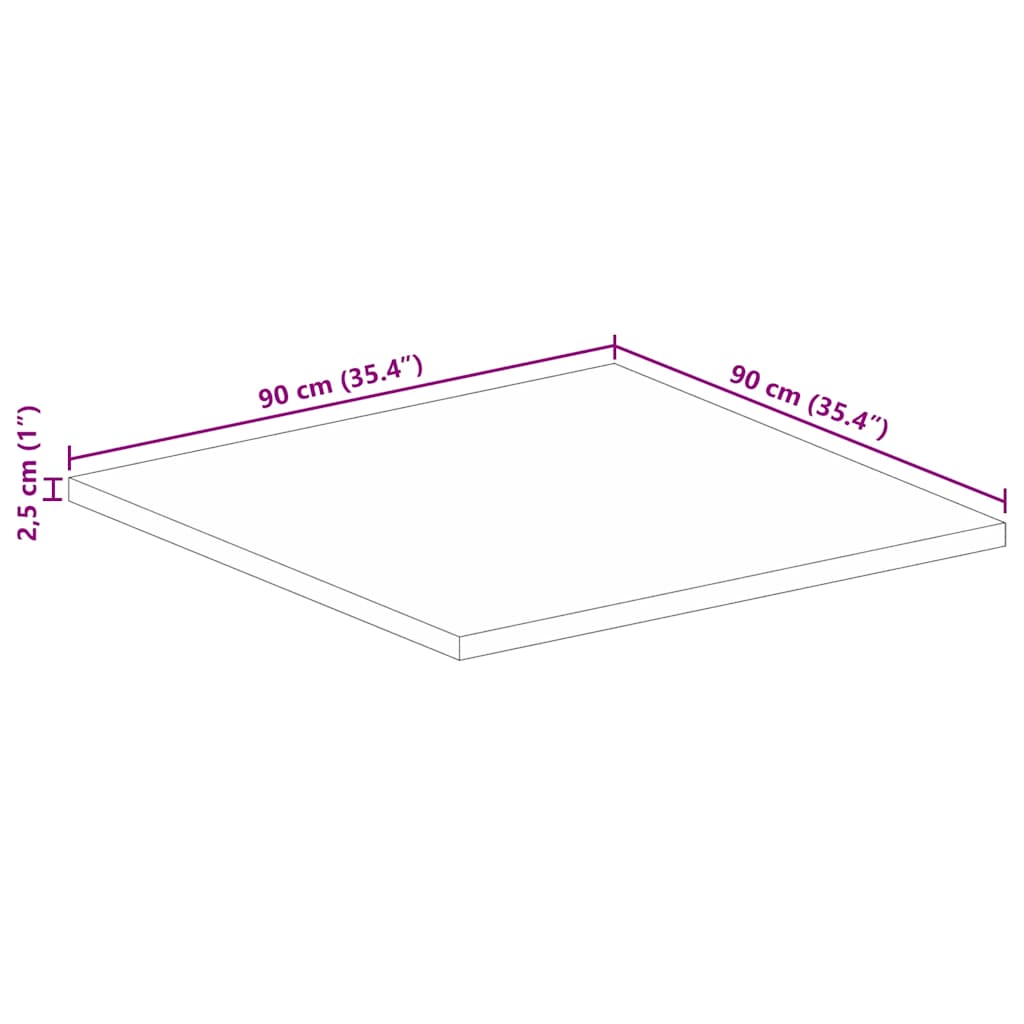 vidaXL Blat stołu, 90x90x2,5 cm, kwadratowy, lite drewno mango