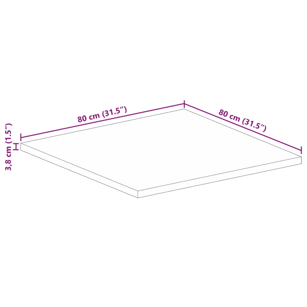 vidaXL Blat stołu, 80x80x3,8 cm, kwadratowy, lite drewno mango