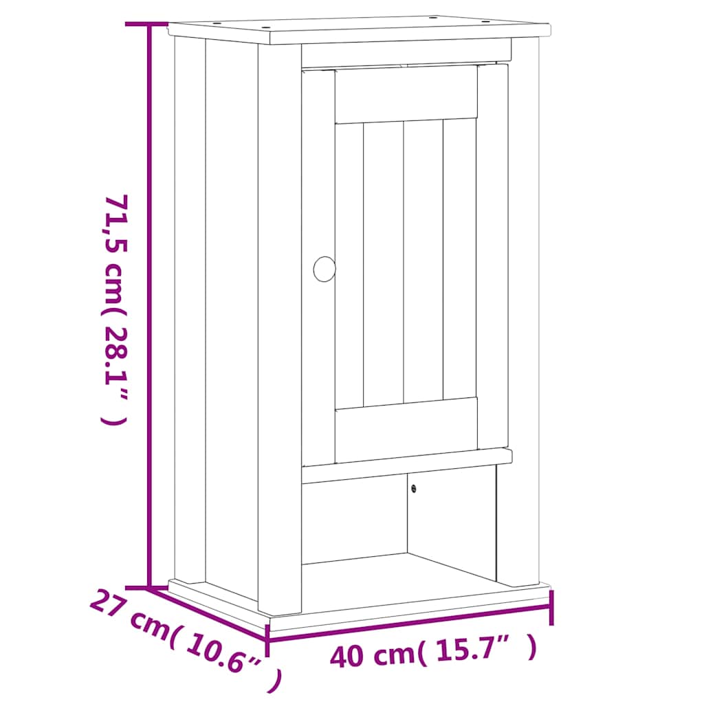 vidaXL Wisząca szafka łazienkowa BERG, czarna, 40x27x71,5, sosnowa