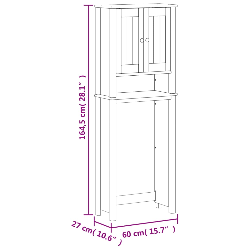vidaXL Szafka nad WC BERG, czarna, 60x27x164,5 cm, drewniana