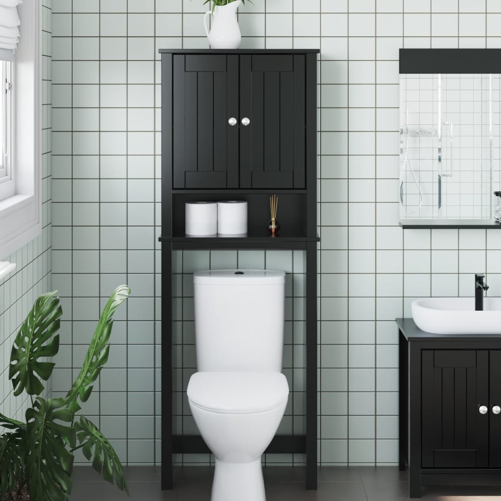 vidaXL Szafka nad WC BERG, czarna, 60x27x164,5 cm, drewniana