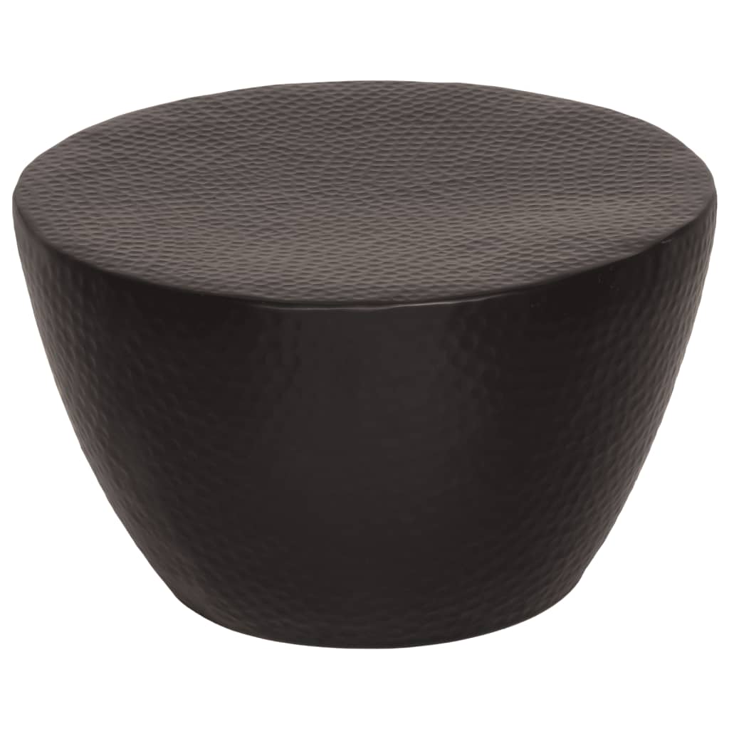 vidaXL Stolik kawowy z młotkowanego aluminium, Ø 50x30 cm, czarny