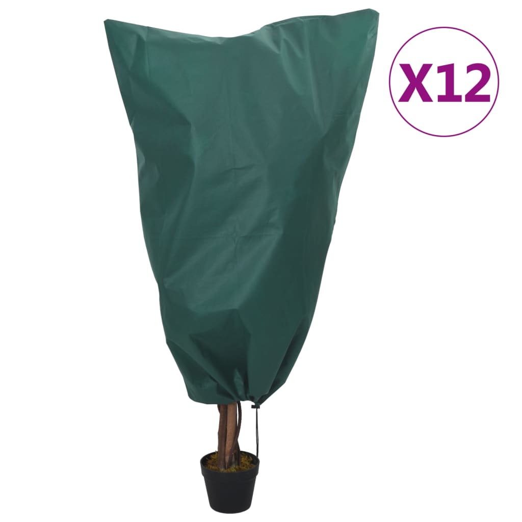 vidaXL Kaptury na rośliny, ze ściągaczami, 12 szt., 70 g/m², 0,8x0,8 m