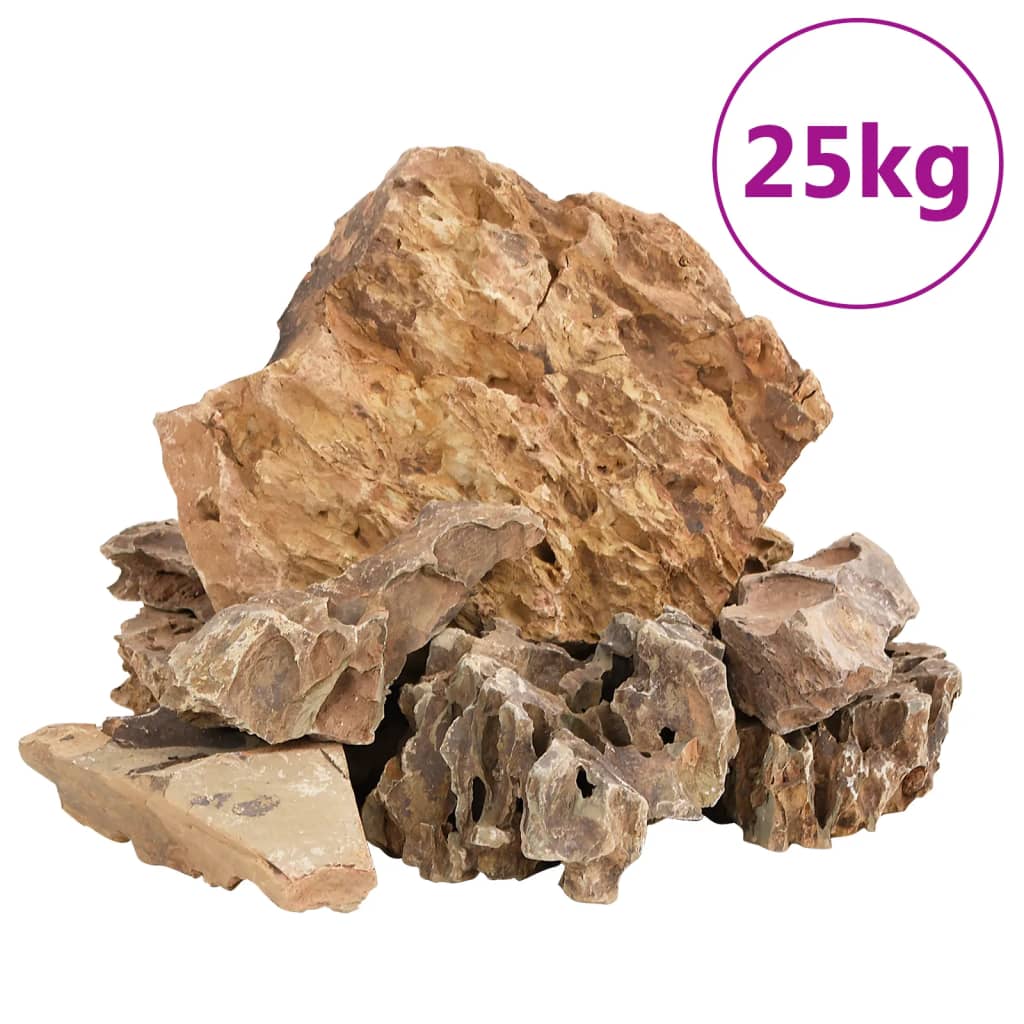 vidaXL Kamienie dragon stone, 25 kg, brązowe, 5-30 cm