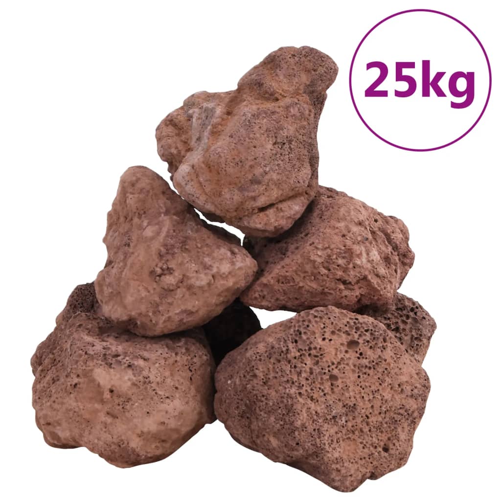 vidaXL Skała wulkaniczna, 25 kg, czerwona, 10-30 cm
