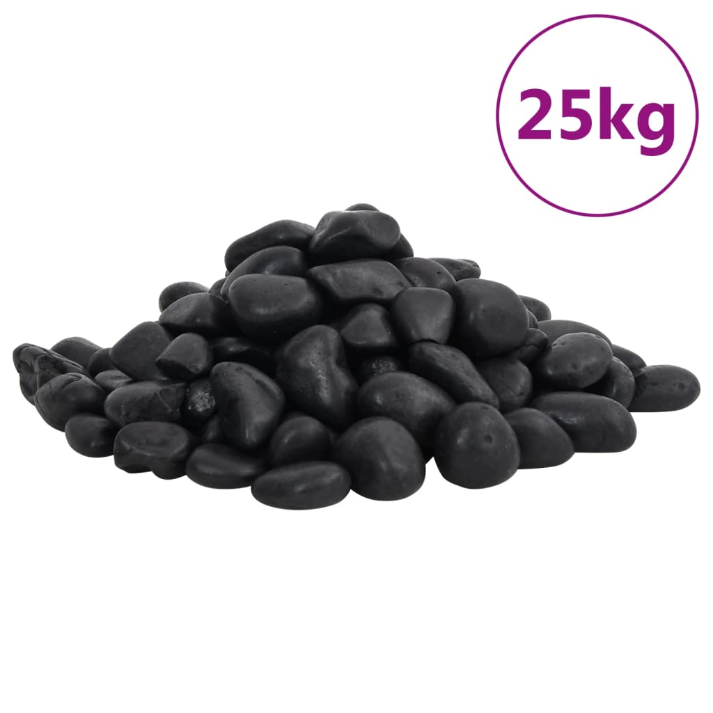 vidaXL Polerowane kamyki, 25 kg, czarne, 2-5 cm
