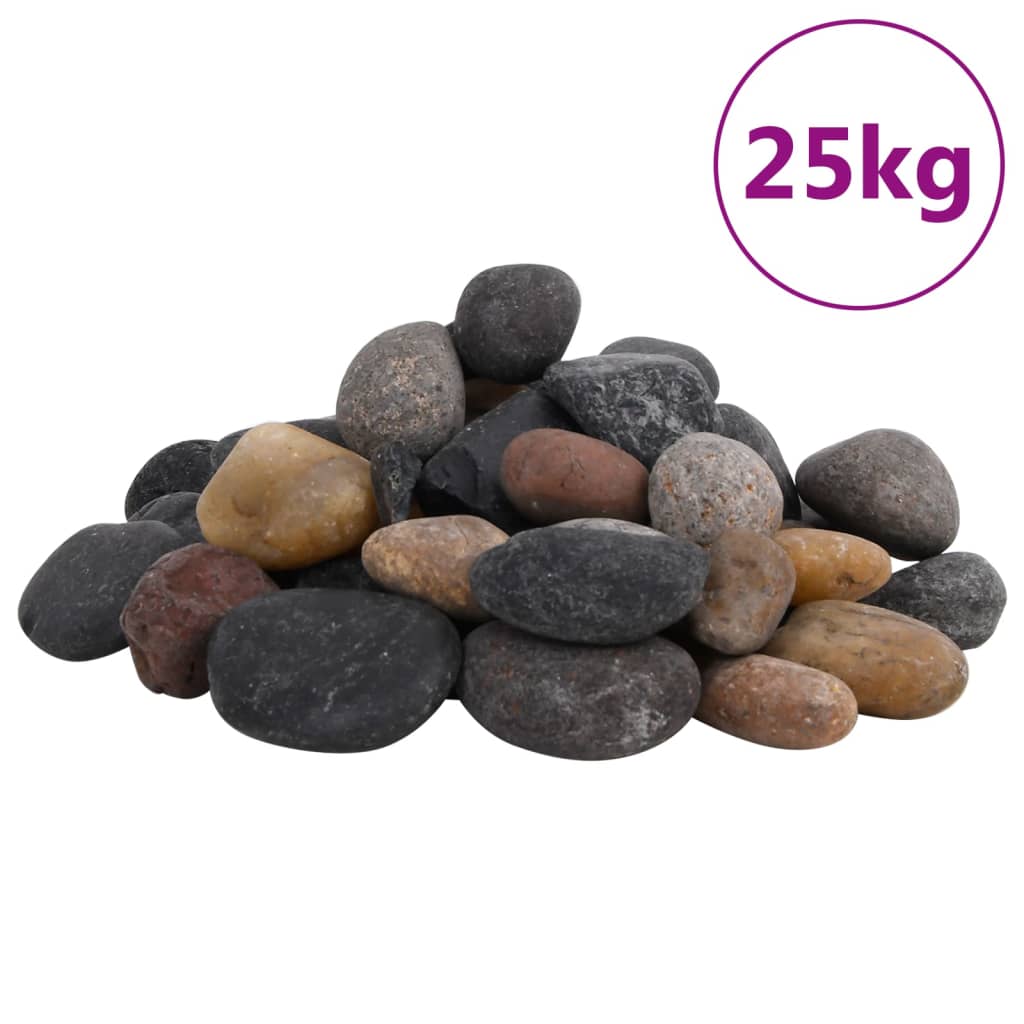 vidaXL Polerowane kamyki, 25 kg, różnokolorowe, 5-8 cm