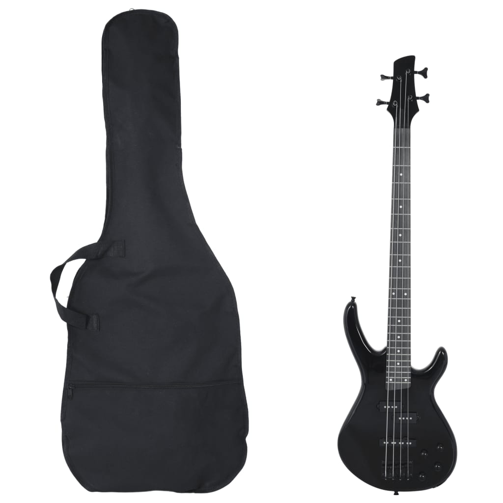 vidaXL Gitara basowa dla początkujących, z torbą, czarna, 4/4, 46"