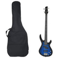 vidaXL Gitara basowa dla początkujących, z torbą, niebieska, 4/4, 46"