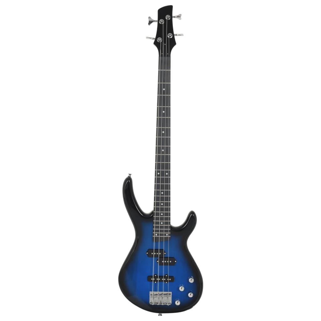 vidaXL Gitara basowa dla początkujących, z torbą, niebieska, 4/4, 46"