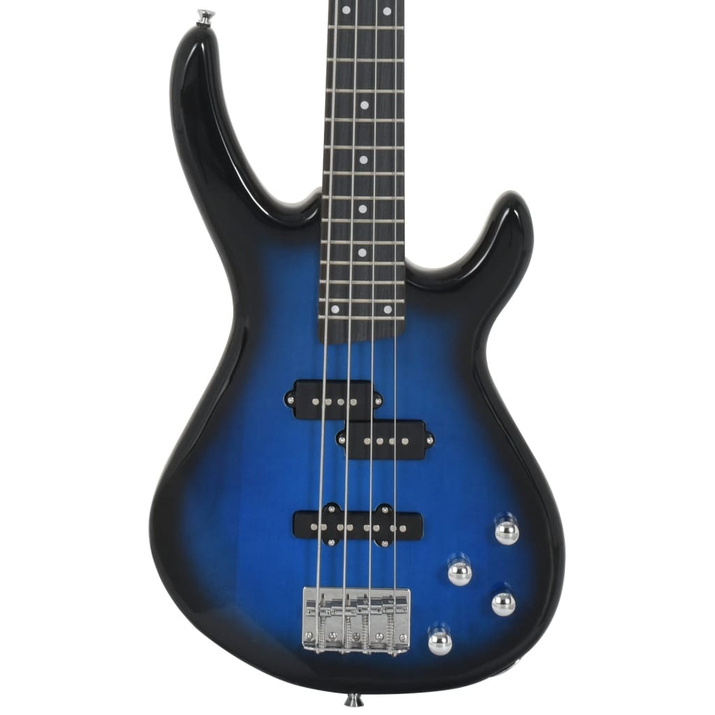 vidaXL Gitara basowa dla początkujących, z torbą, niebieska, 4/4, 46"