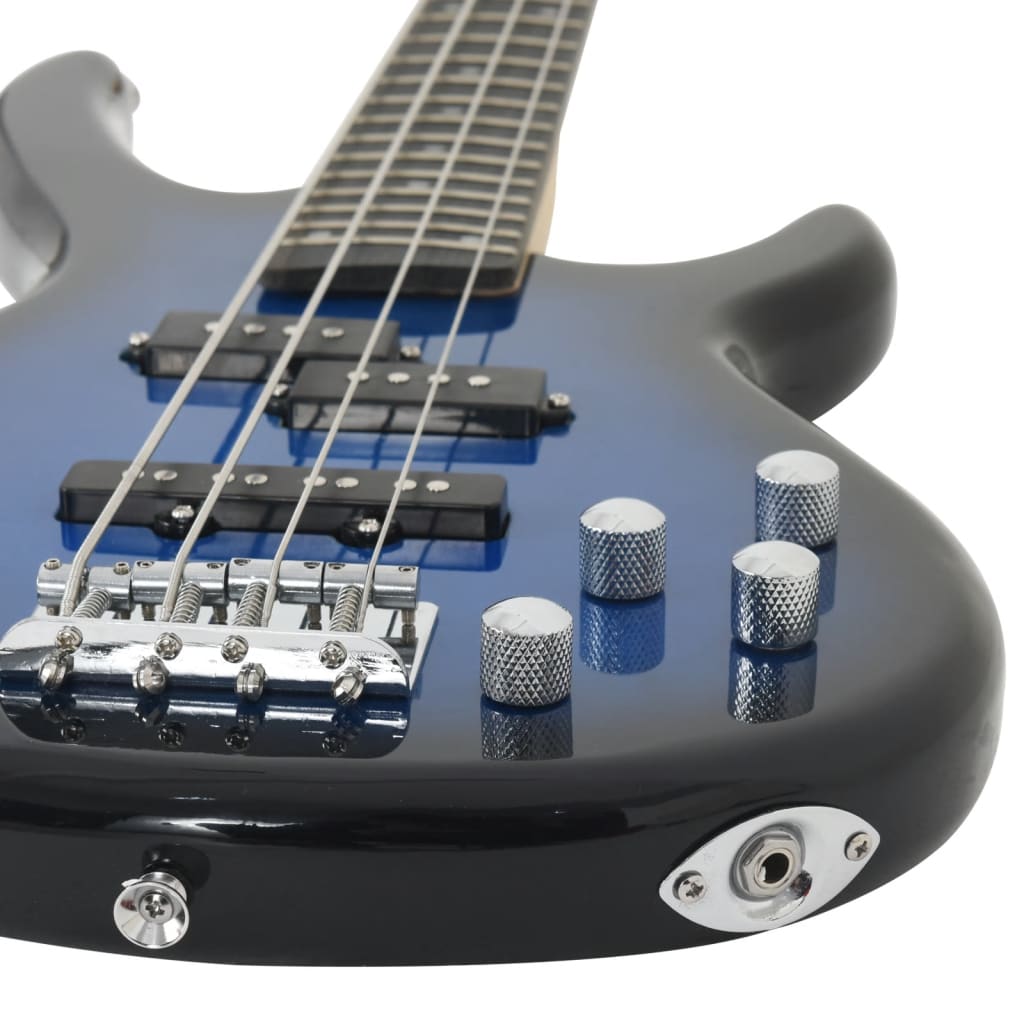 vidaXL Gitara basowa dla początkujących, z torbą, niebieska, 4/4, 46"