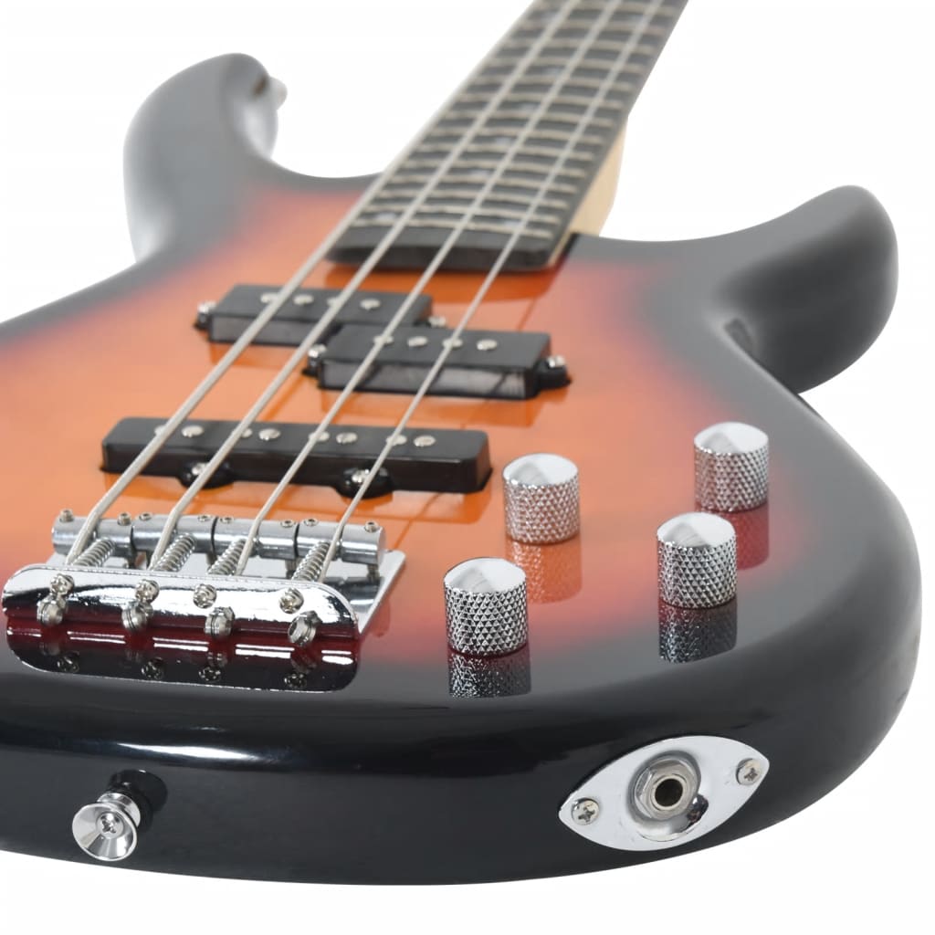 vidaXL Gitara basowa dla początkujących, z torbą, brązowa, 4/4, 46"
