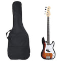 vidaXL Gitara basowa dla początkujących, z torbą brązowo-biała 4/4 46"