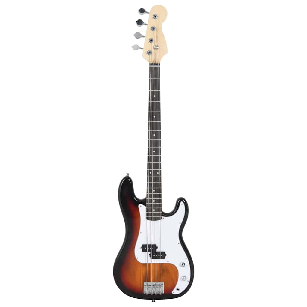 vidaXL Gitara basowa dla początkujących, z torbą brązowo-biała 4/4 46"