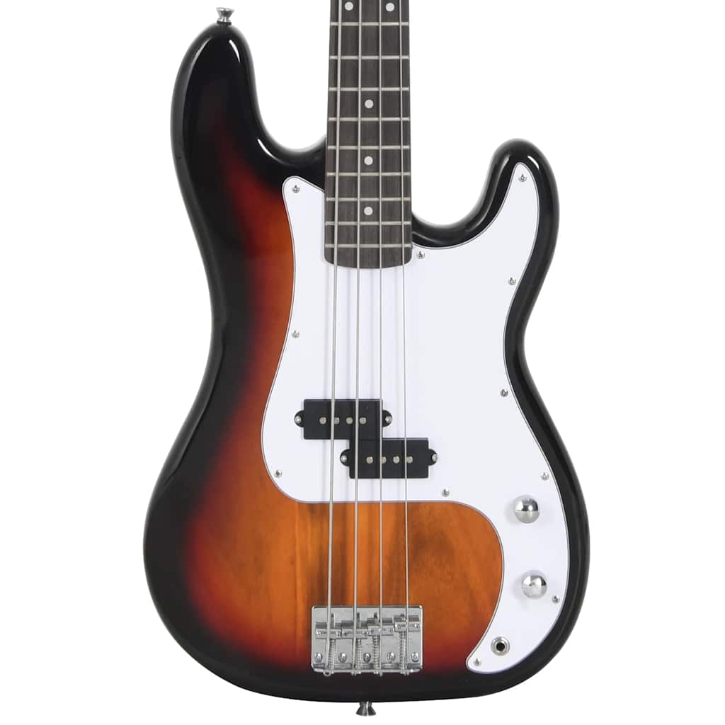 vidaXL Gitara basowa dla początkujących, z torbą brązowo-biała 4/4 46"