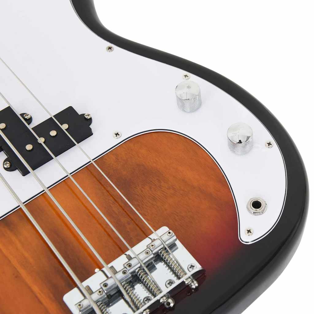 vidaXL Gitara basowa dla początkujących, z torbą brązowo-biała 4/4 46"