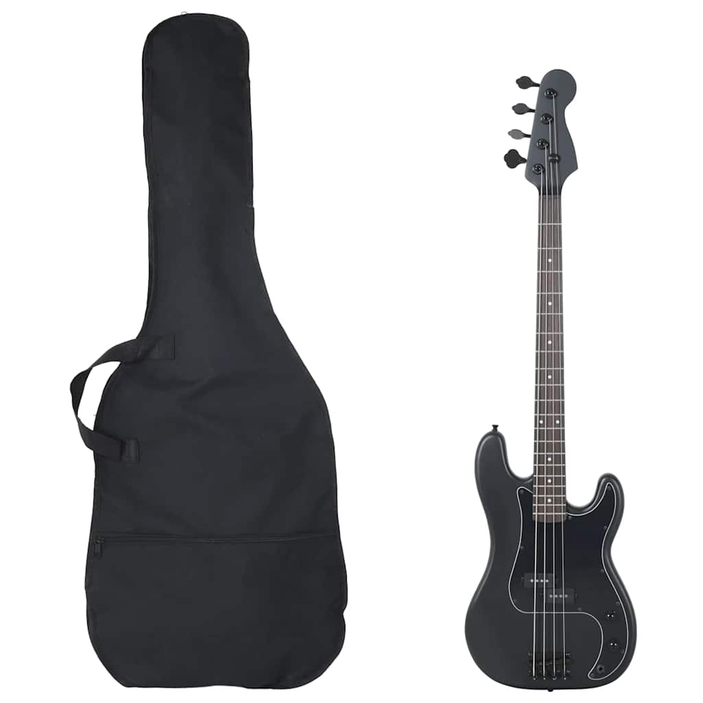 vidaXL Gitara basowa dla początkujących, z torbą, czarna, 4/4, 46"