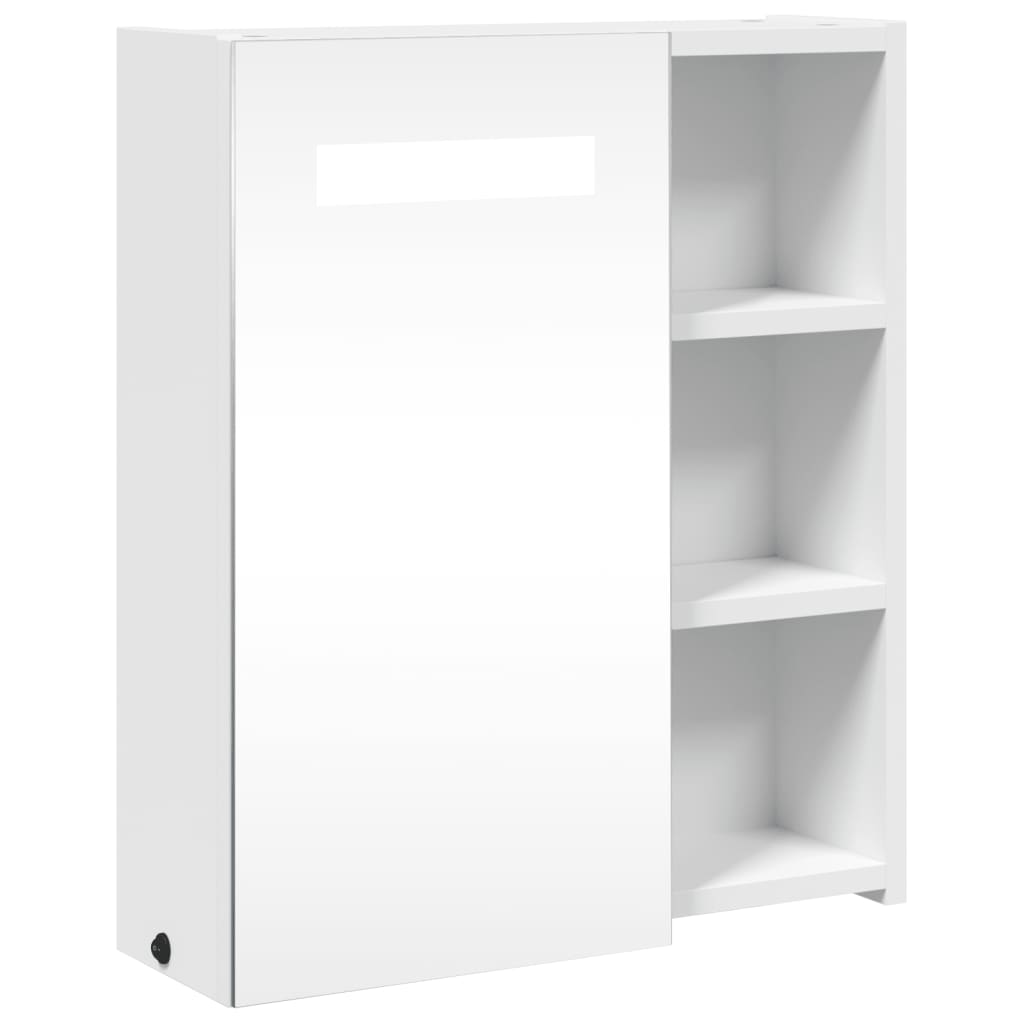 vidaXL Szafka łazienkowa z lustrem i LED, biała, 45x13x52 cm