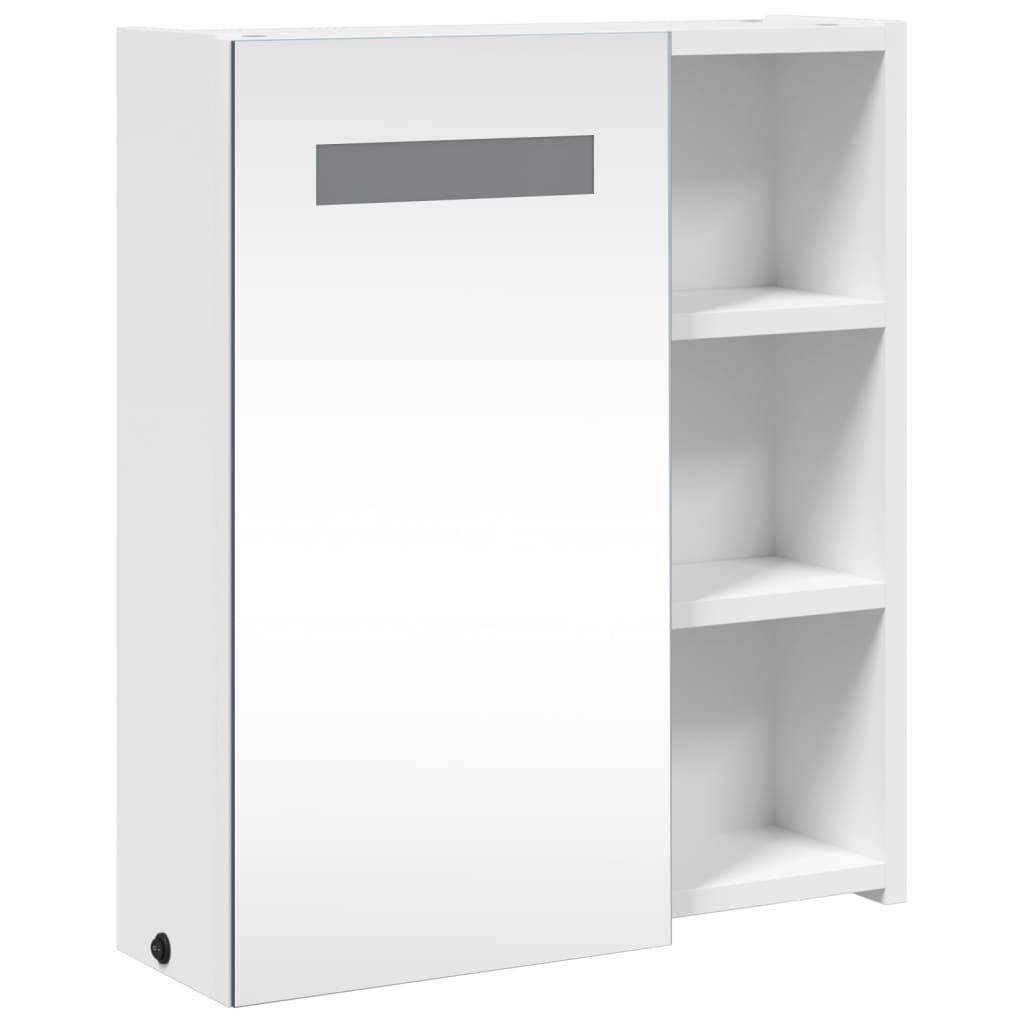 vidaXL Szafka łazienkowa z lustrem i LED, biała, 45x13x52 cm