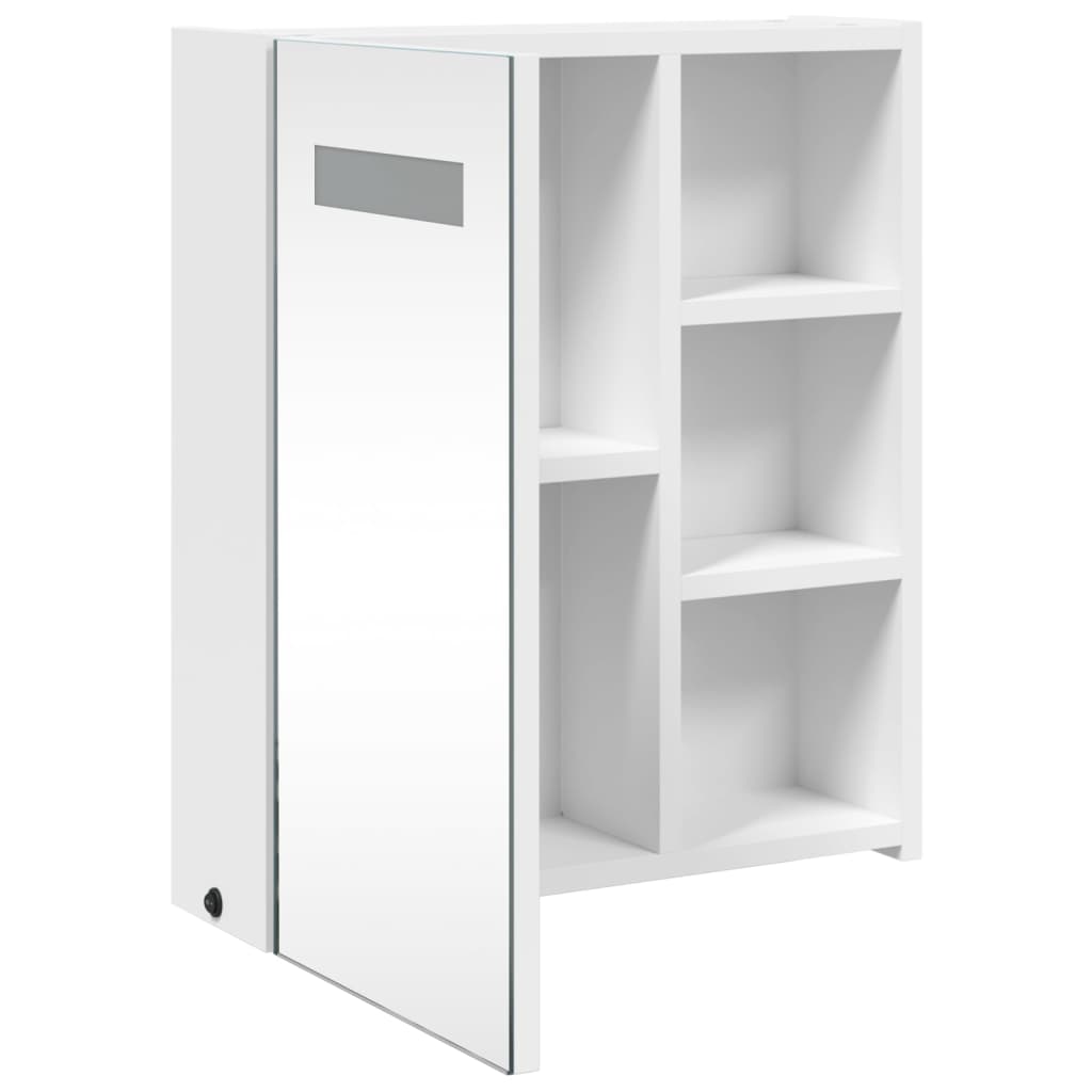 vidaXL Szafka łazienkowa z lustrem i LED, biała, 45x13x52 cm