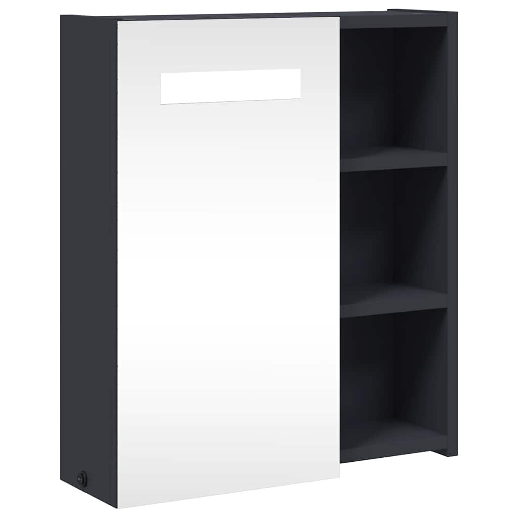 vidaXL Szafka łazienkowa z lustrem i LED, szara, 45x13x52 cm