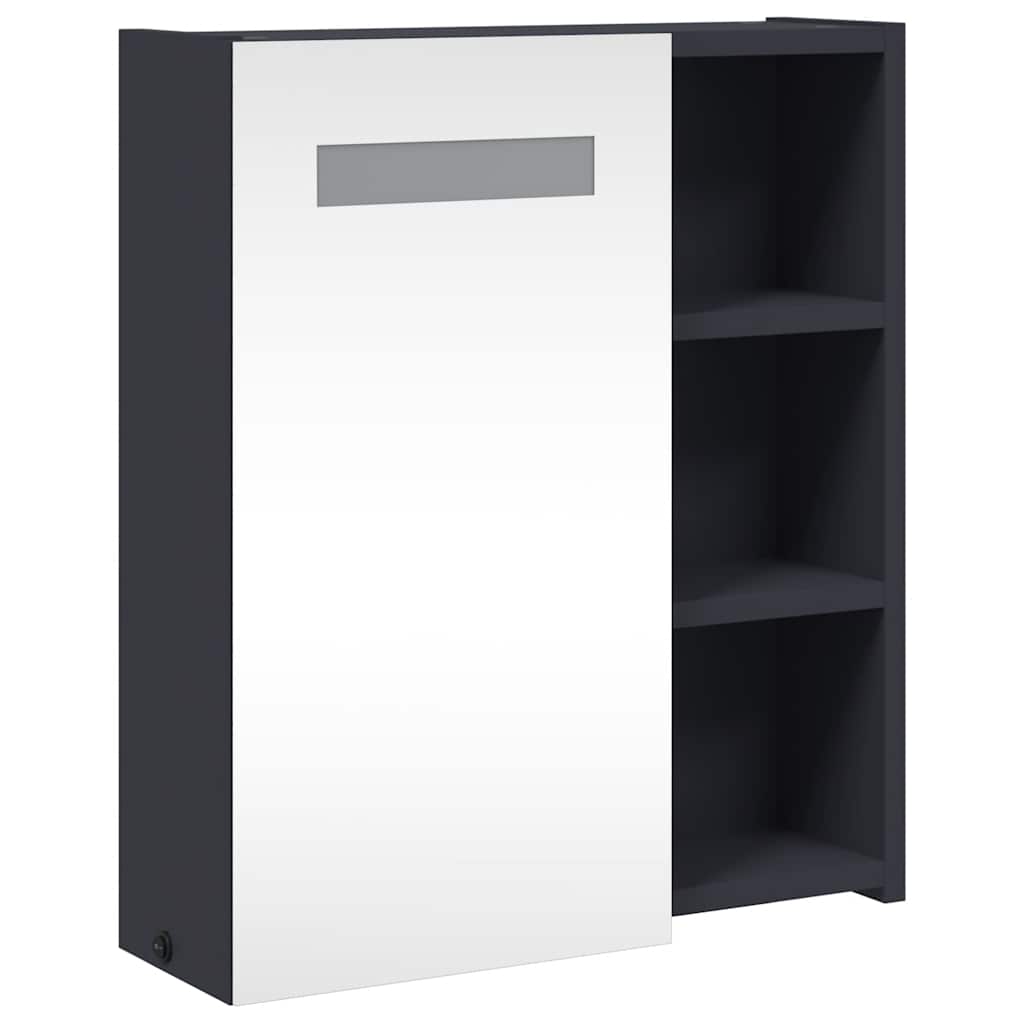 vidaXL Szafka łazienkowa z lustrem i LED, szara, 45x13x52 cm