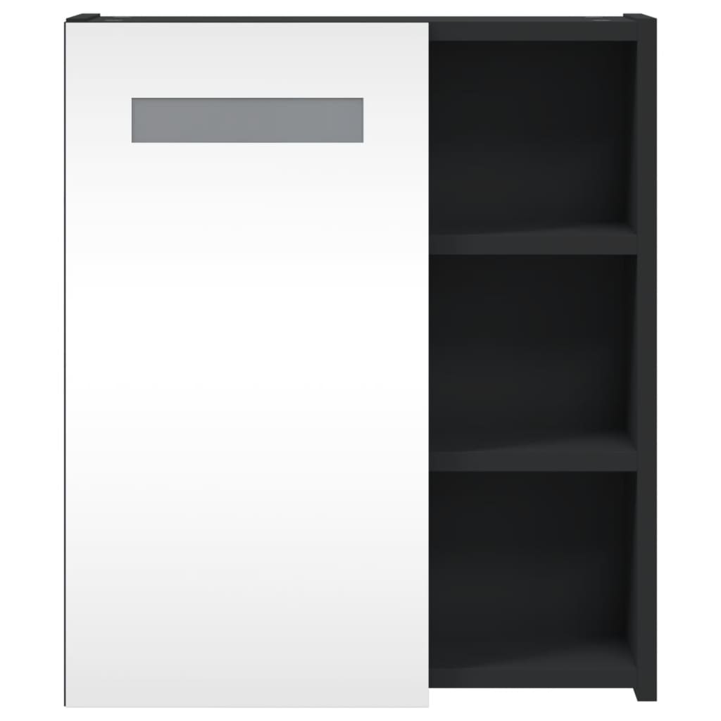 vidaXL Szafka łazienkowa z lustrem i LED, czarna, 45x13x52 cm