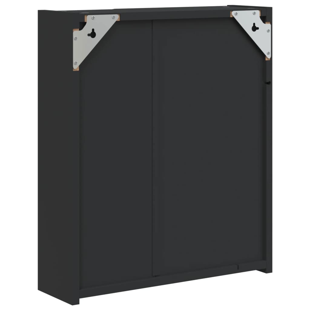 vidaXL Szafka łazienkowa z lustrem i LED, czarna, 45x13x52 cm