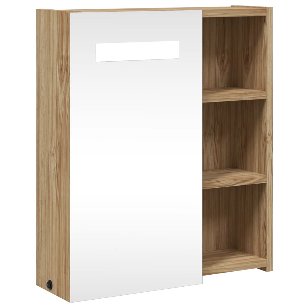 vidaXL Szafka łazienkowa z lustrem i LED, kolor dębu, 45x13x52 cm