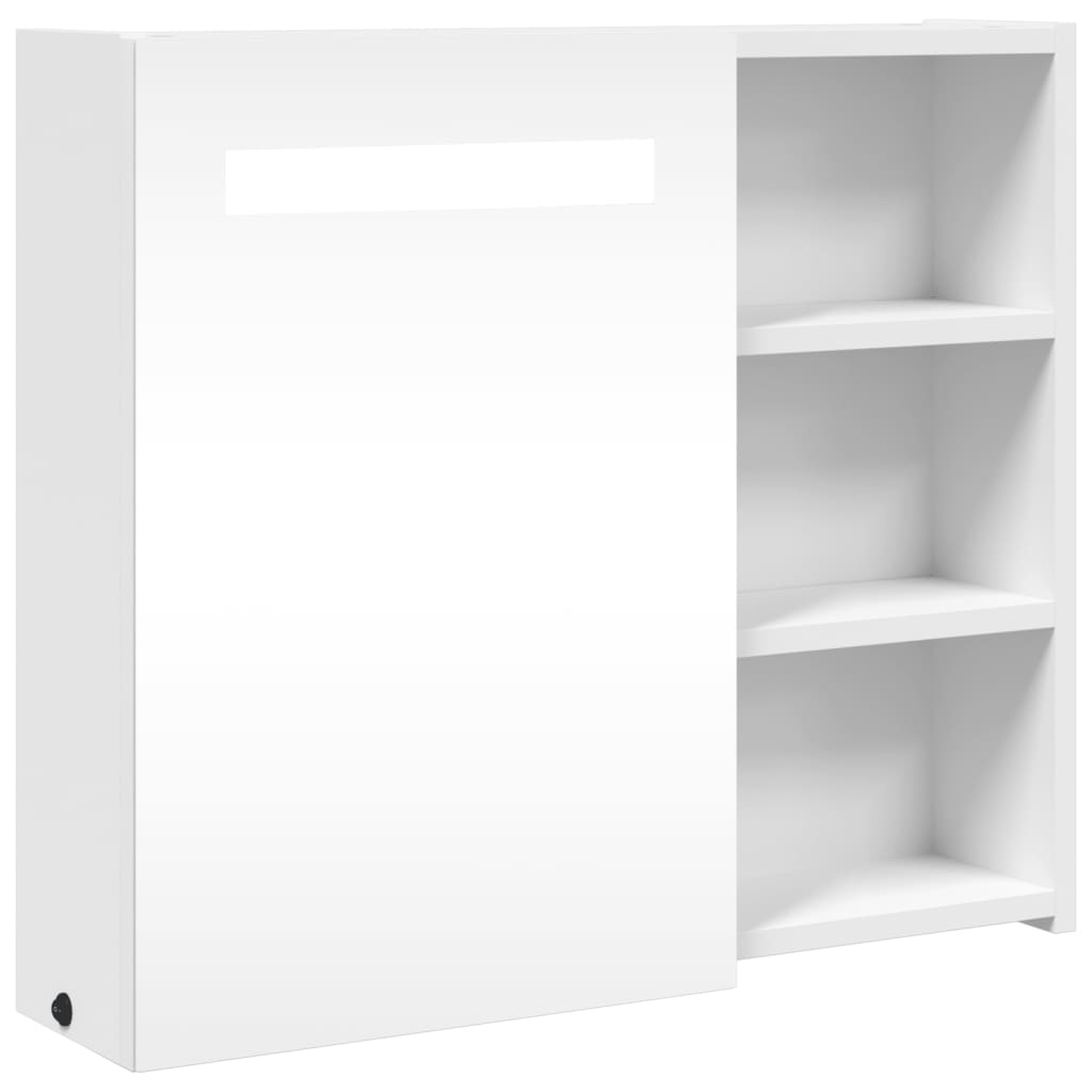 vidaXL Szafka łazienkowa z lustrem i LED, biała, 60x13x52 cm