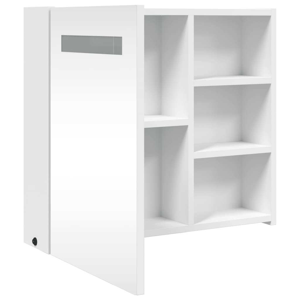 vidaXL Szafka łazienkowa z lustrem i LED, biała, 60x13x52 cm