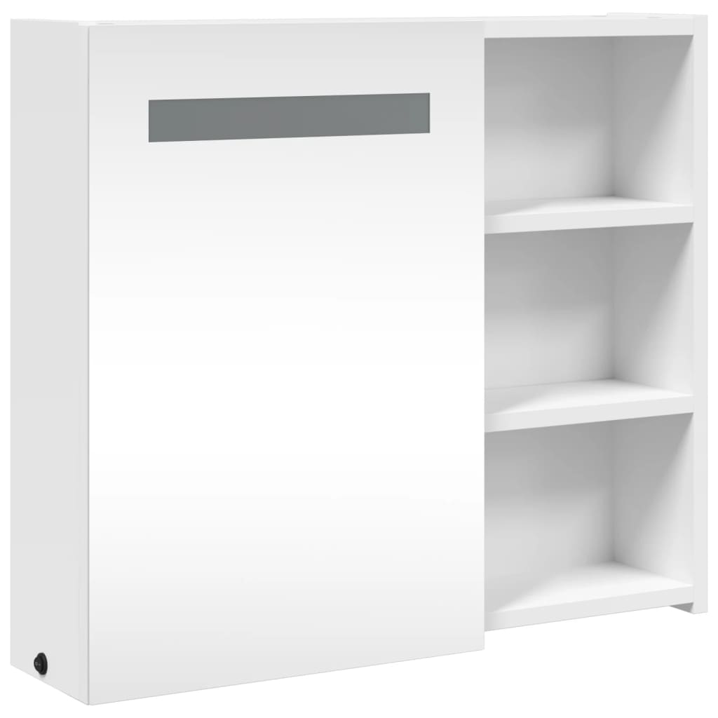 vidaXL Szafka łazienkowa z lustrem i LED, biała, 60x13x52 cm