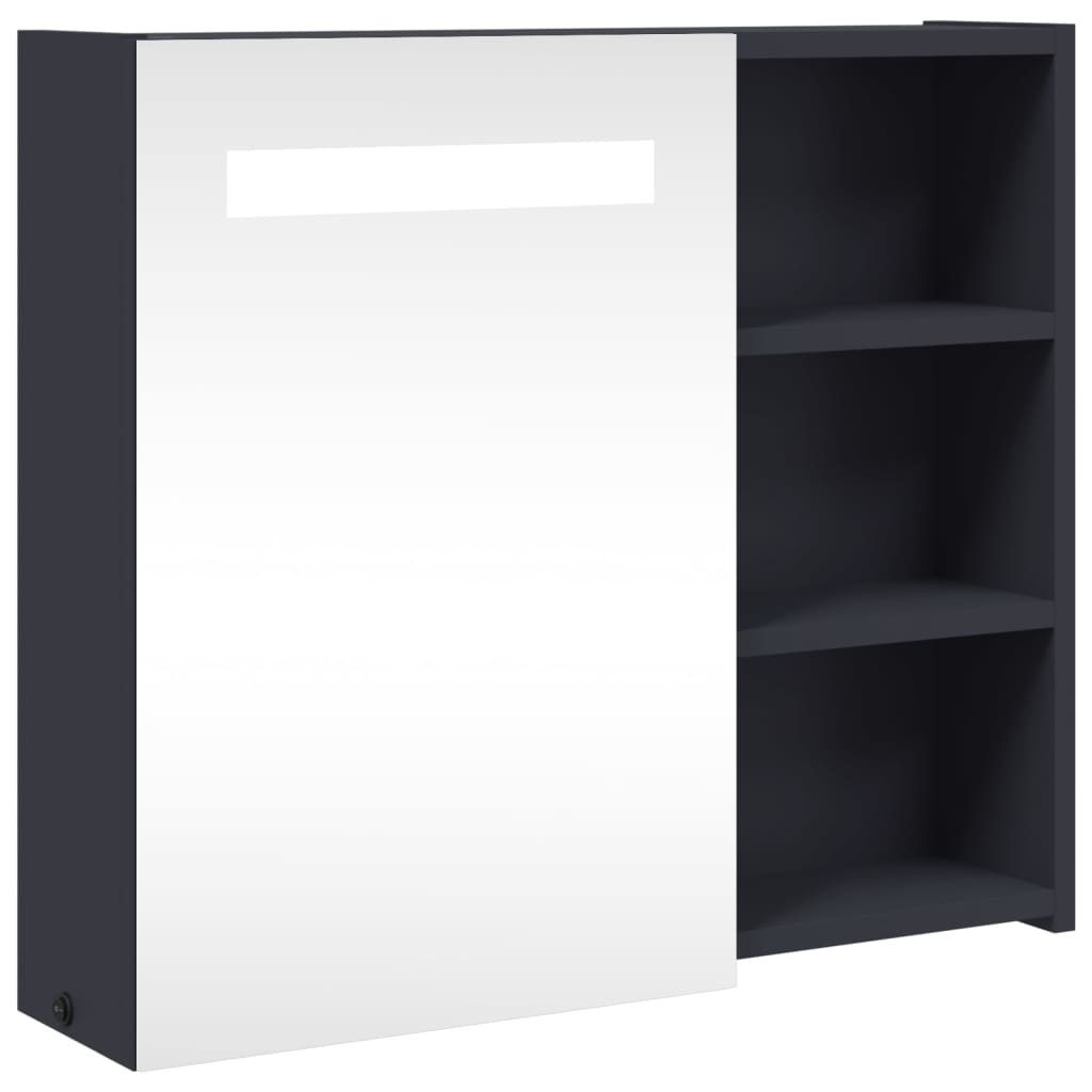 vidaXL Szafka łazienkowa z lustrem i LED, szara, 60x13x52 cm