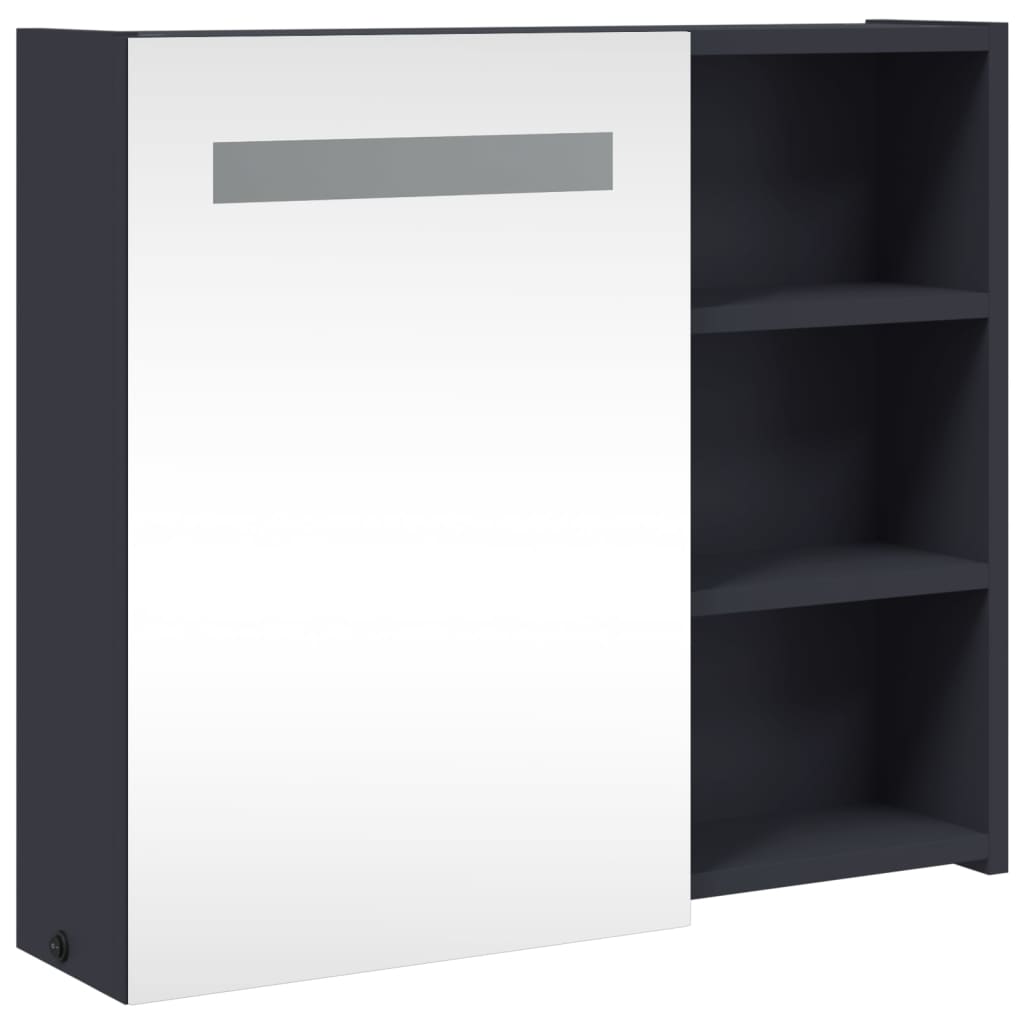vidaXL Szafka łazienkowa z lustrem i LED, szara, 60x13x52 cm