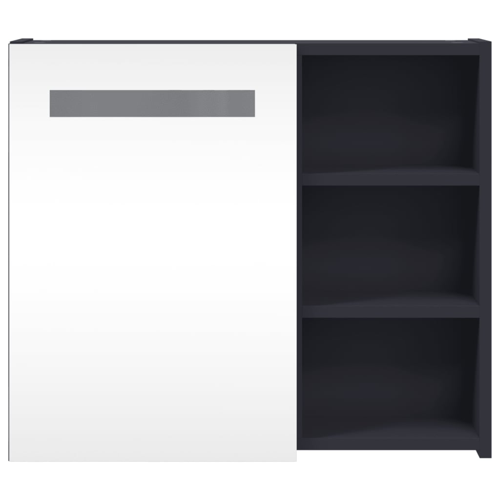 vidaXL Szafka łazienkowa z lustrem i LED, szara, 60x13x52 cm