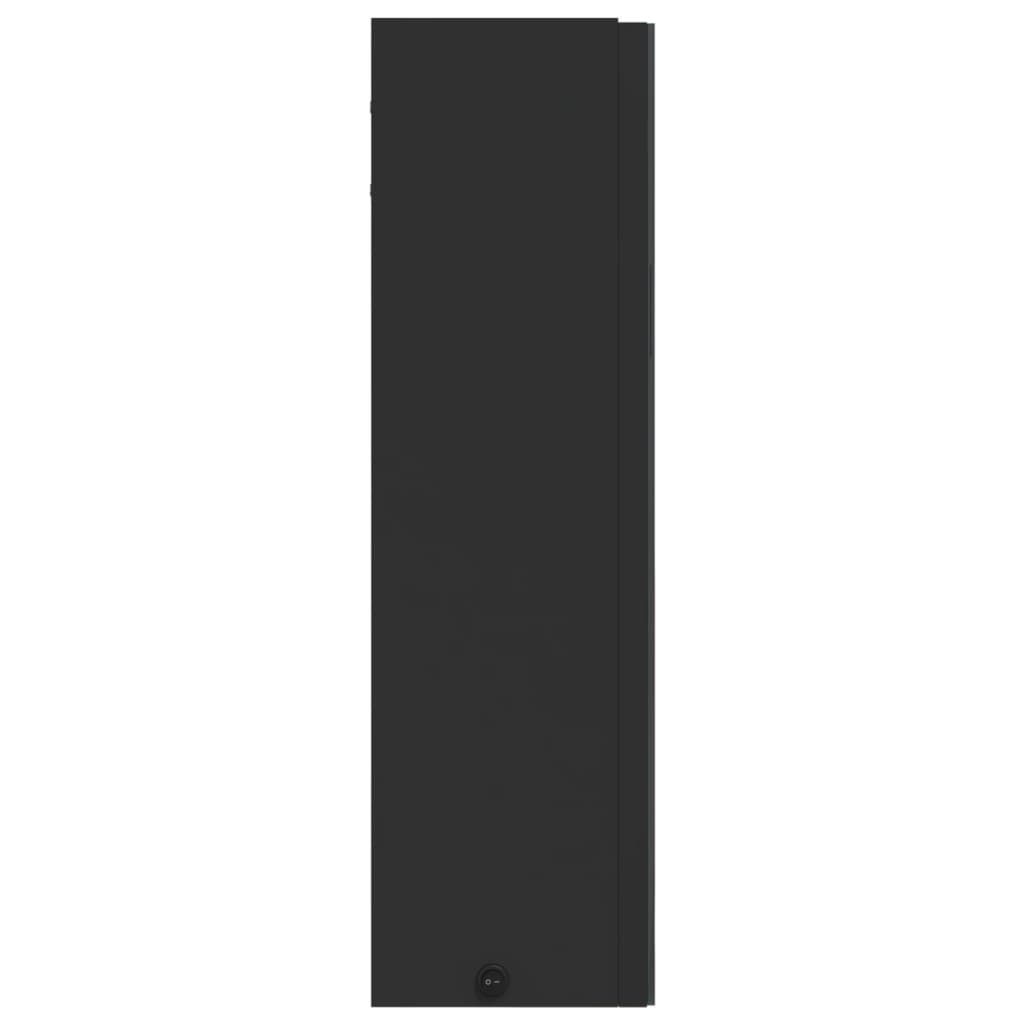 vidaXL Szafka łazienkowa z lustrem i LED, czarna, 60x13x52 cm