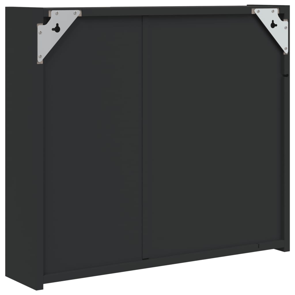 vidaXL Szafka łazienkowa z lustrem i LED, czarna, 60x13x52 cm
