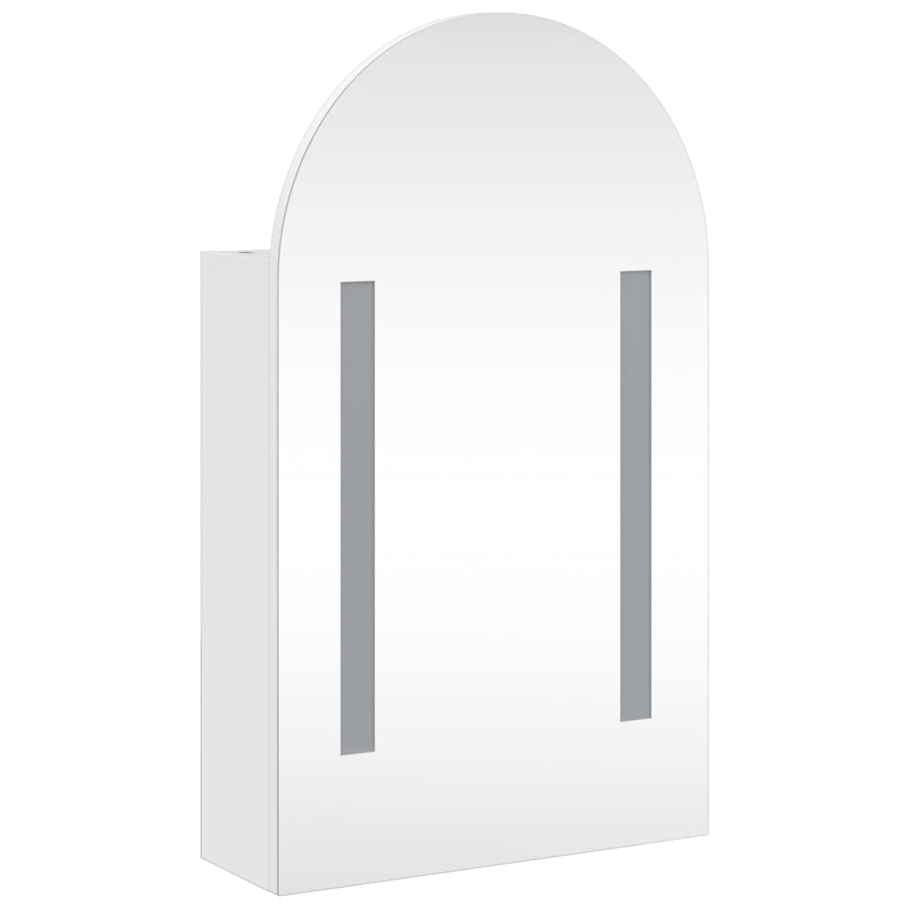 vidaXL Szafka łazienkowa z lustrem i LED, łukowa, biała, 42x13x70 cm