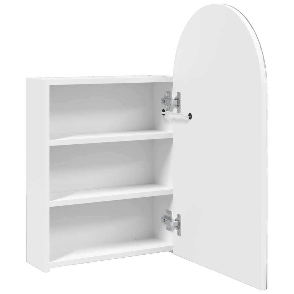 vidaXL Szafka łazienkowa z lustrem i LED, łukowa, biała, 42x13x70 cm