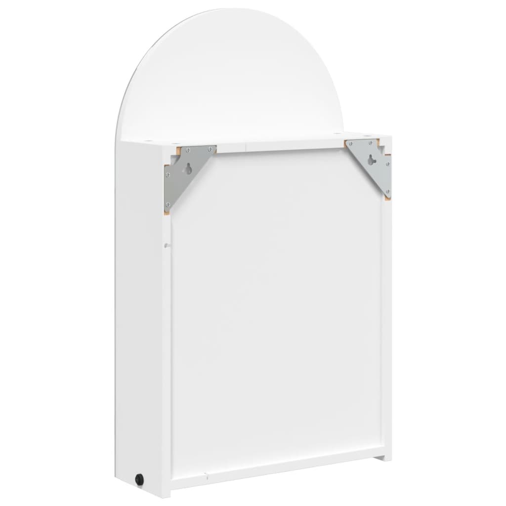 vidaXL Szafka łazienkowa z lustrem i LED, łukowa, biała, 42x13x70 cm