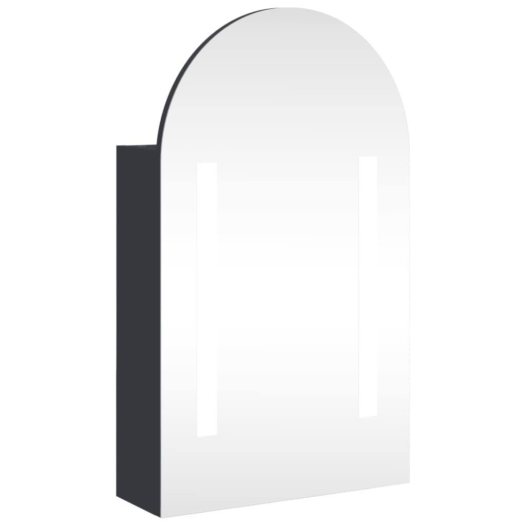 vidaXL Szafka łazienkowa z lustrem i LED, łukowa, szara, 42x13x70 cm