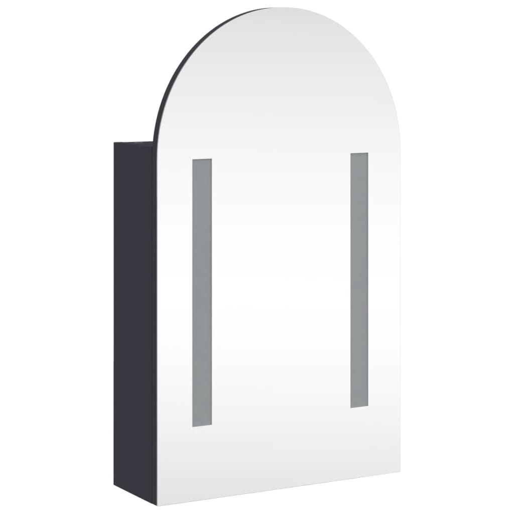 vidaXL Szafka łazienkowa z lustrem i LED, łukowa, szara, 42x13x70 cm