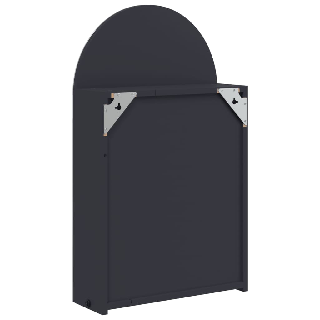 vidaXL Szafka łazienkowa z lustrem i LED, łukowa, szara, 42x13x70 cm