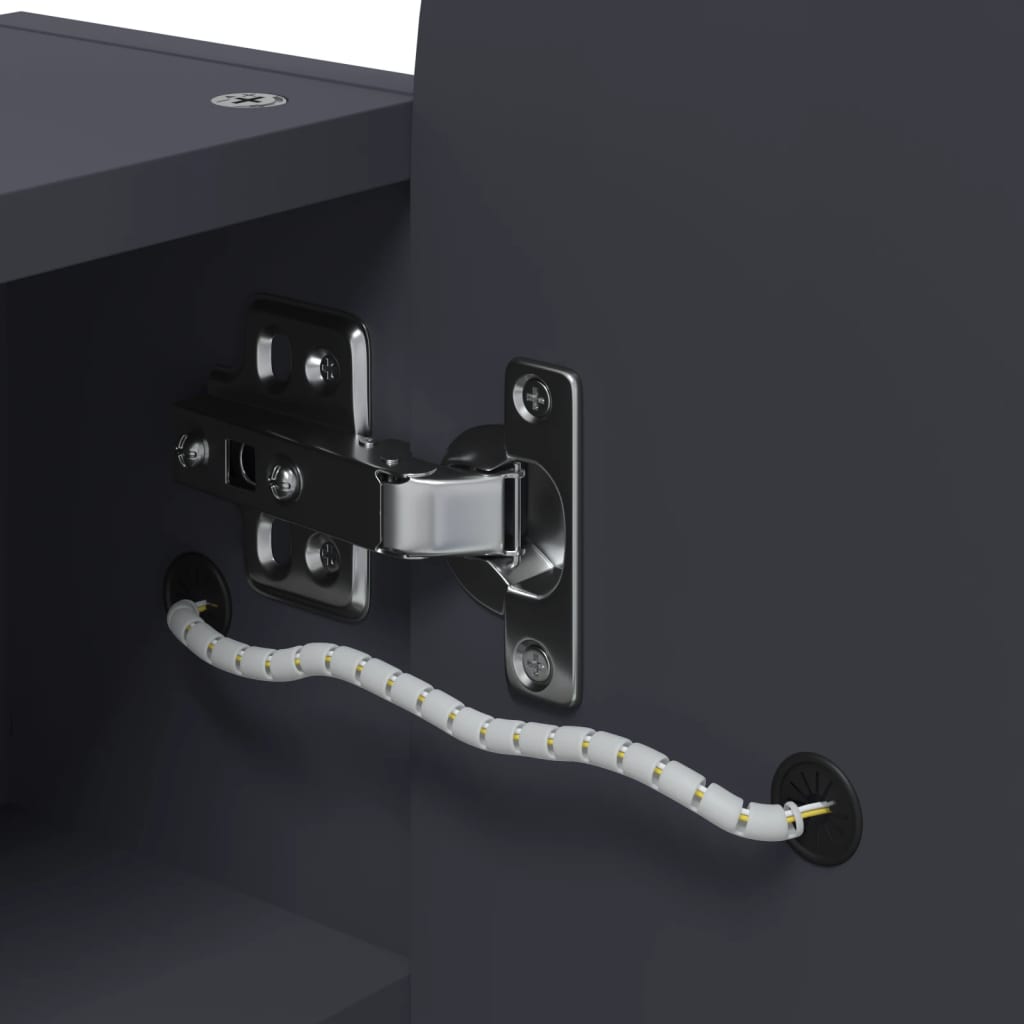 vidaXL Szafka łazienkowa z lustrem i LED, łukowa, szara, 42x13x70 cm