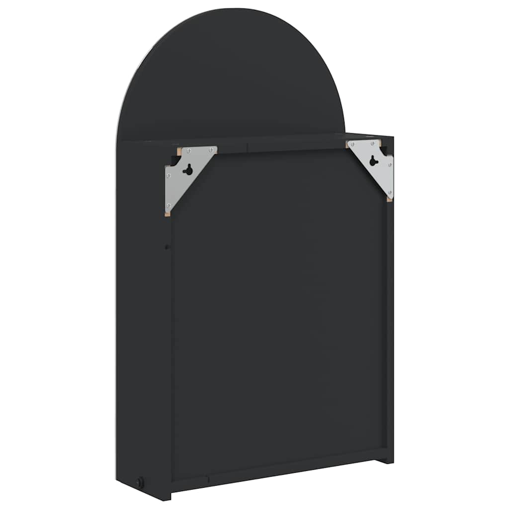 vidaXL Szafka łazienkowa z lustrem i LED, łukowa, czarna, 42x13x70 cm
