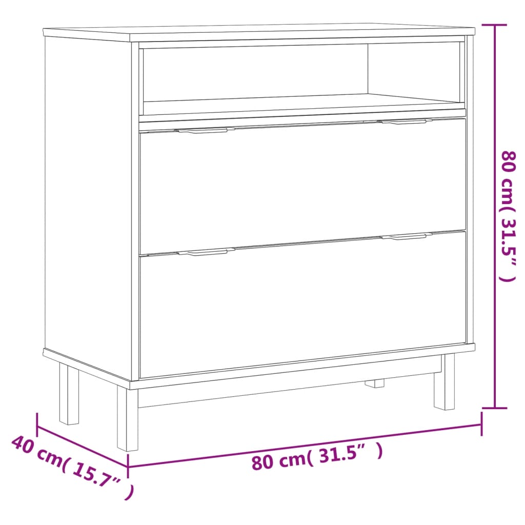 vidaXL Komoda FLAM, 80x40x80 cm, lite drewno sosnowe